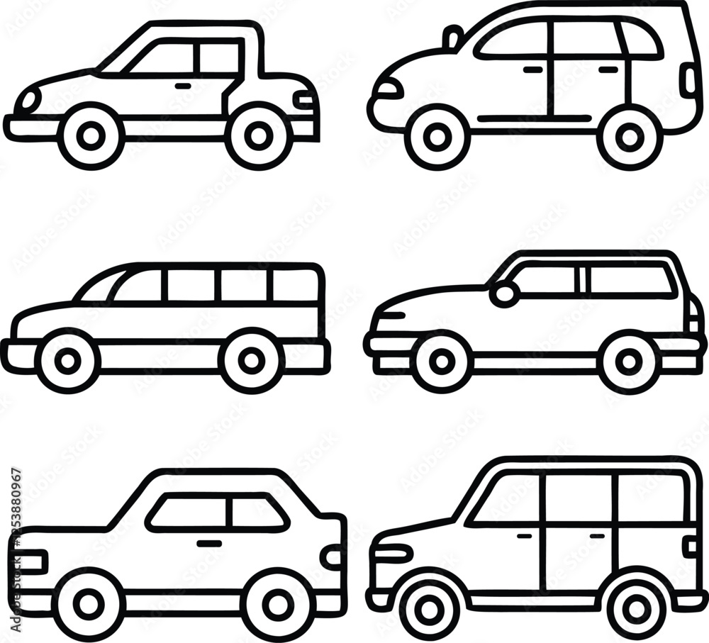 car icon set line art eps vector files car icon set line art eps vector files