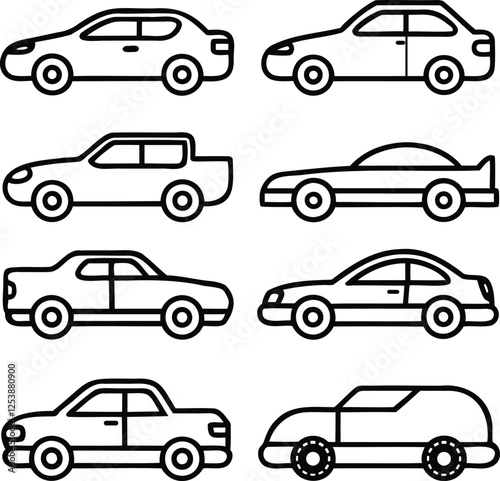 car icon set line art eps vector files