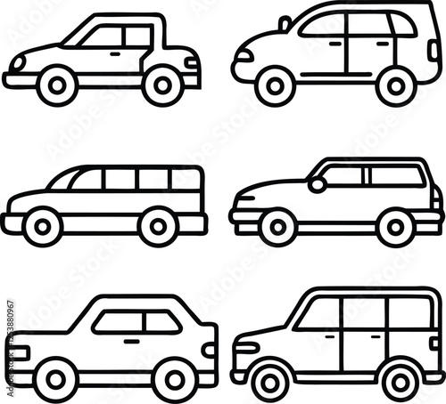 car icon set line art eps vector files