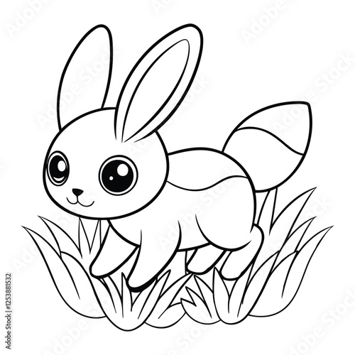Hare Hopping In The Grass coloring pages Vector illustration for coloring books 