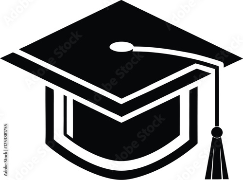 Silhouette of graduation cap or education hat on transparent background, Graduation hat icon, mortarboard cap symbol 