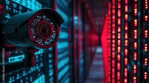 Security camera monitors server room data photo