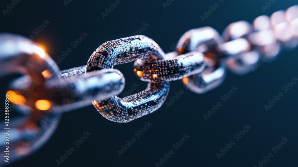 Digital blockchain technology chain links Digital blockchain technology chain links