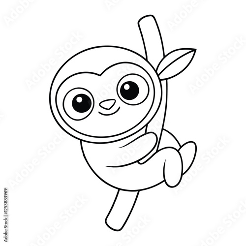 sloth hanging from a tree coloring pages Vector illustration for coloring books 