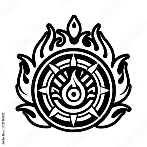 Glyph style icon depicting fire ritual symbol