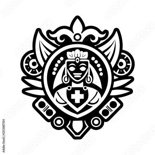 Taino goddess tattoo icon in glyph style