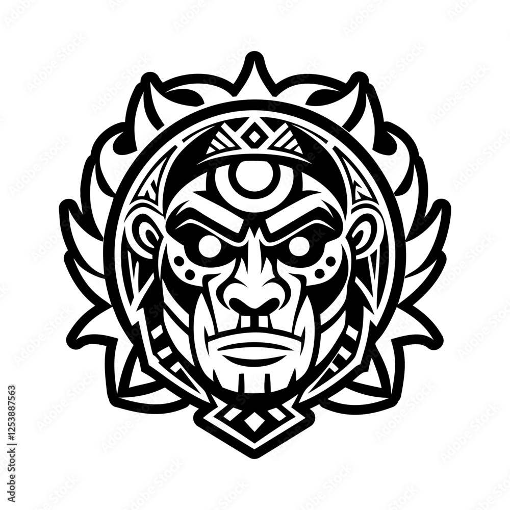 Fototapeta premium Solid style icon of a taino hunter