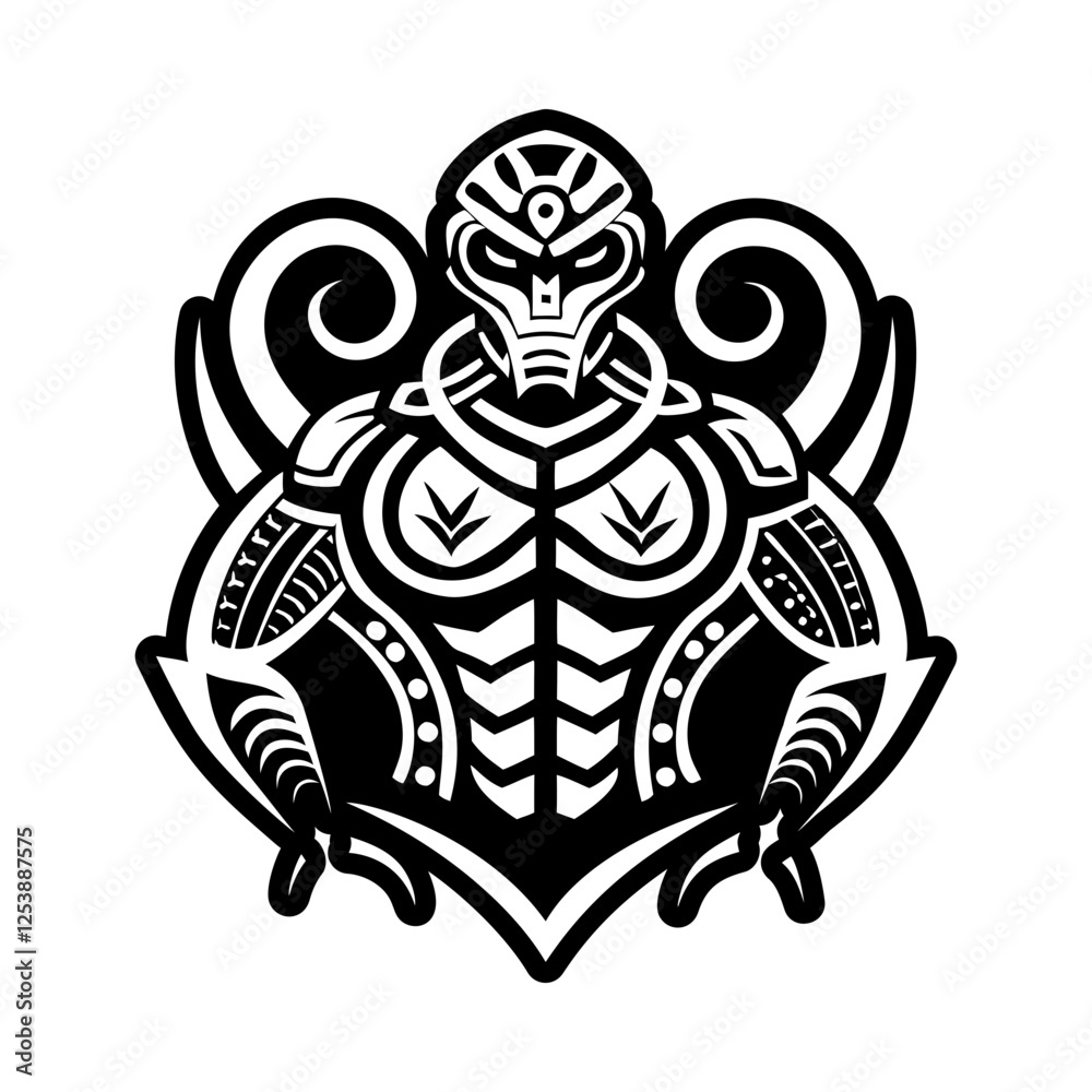 Naklejka premium Character wearing taino armour, glyph style icon