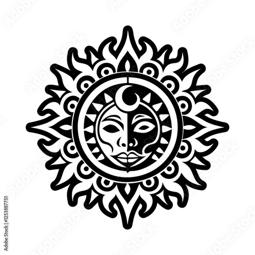 A glyph style icon of moon duality symbol