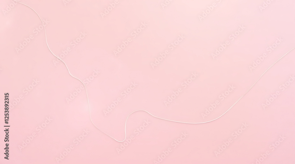 Pastel pink background with a single abstract white line drawing, with space for text.