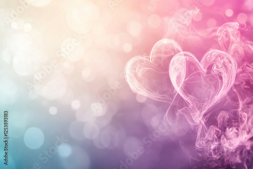 Pink bokeh background with hearts.