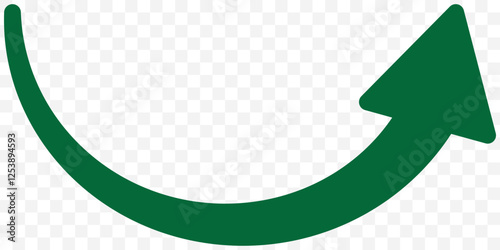 Long Green business growth curved arrow. Financial goal background template. Investment economy value concept. EPS 10.