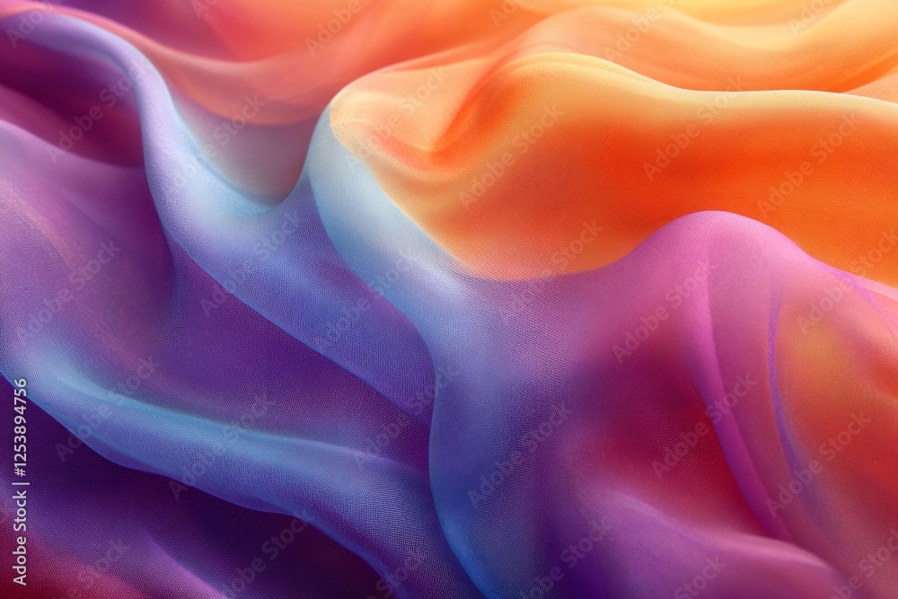 Vibrant flowing fabric in gradient colors Vibrant flowing fabric in gradient colors