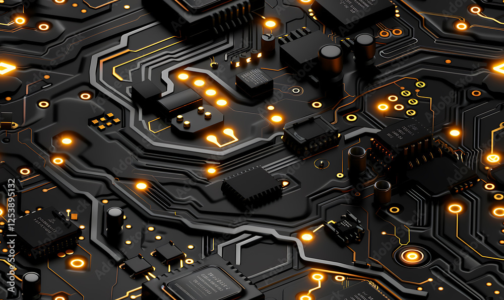 Fototapeta premium black circuit board seamless wallpaper