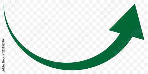 Long Green business growth curved arrow. Financial goal background template. Investment economy value concept. EPS 10.