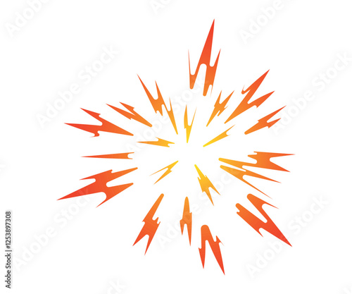 Colorful Starburst. Bomb gradient blast . Big explosion. Abstract comic book explosion flash. Flash beam explosion flash glow Anime Vector graphic illustration