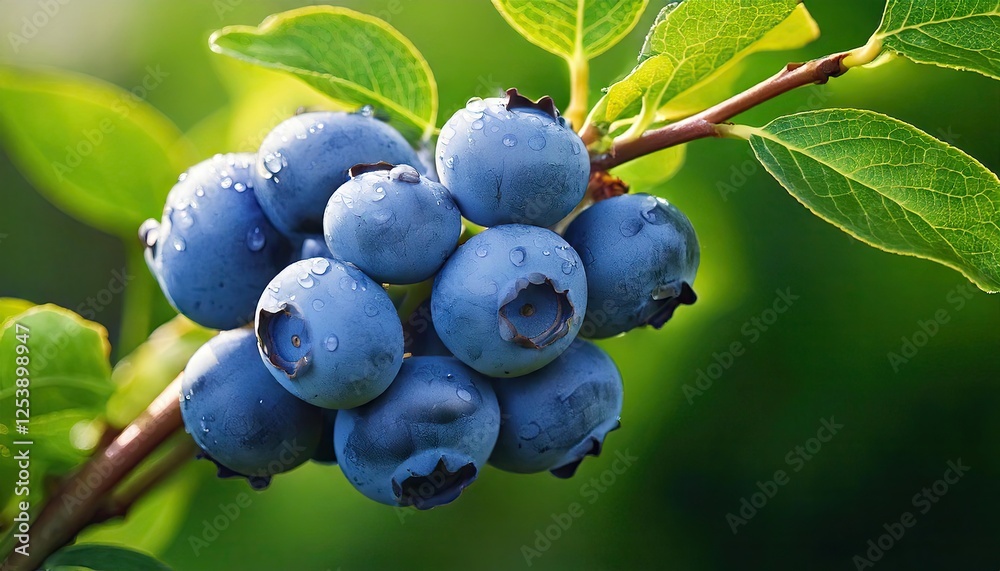 Fototapeta premium cluster of ripe blueberry on a branch