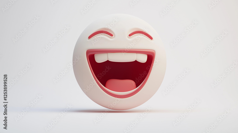 Laughing emoji with a 3D smiley and happy expression on a white background design Laughing emoji with a 3D smiley and happy expression on a white background design