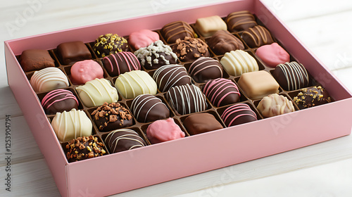 Chocolate food pink box. photo