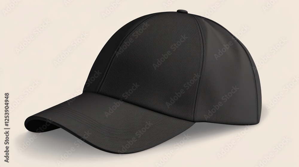 Fototapeta premium Black Baseball Cap Mockup, Studio Shot, Plain Background, Apparel Design