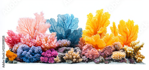Vibrant Colorful Coral Reef Scene Underwater Ocean Life Sea Fan Corals Marine Biology