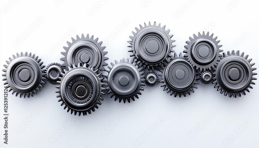 Interconnected Gears On White Background Interconnected Gears On White Background