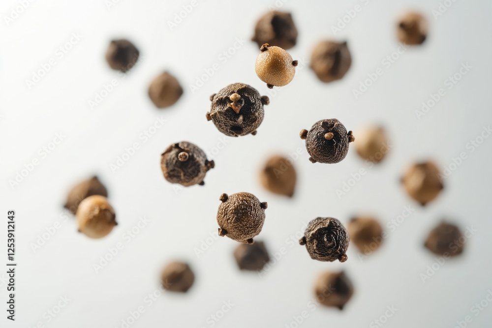 Obraz premium A group of nuts in flight