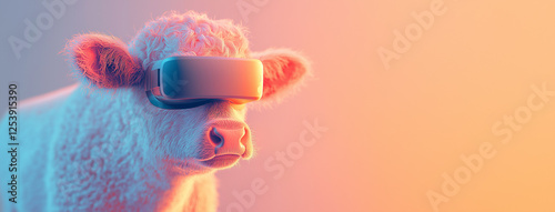 Calf Wearing VR Headset Futuristic Farming Technology Virtual Reality Animal