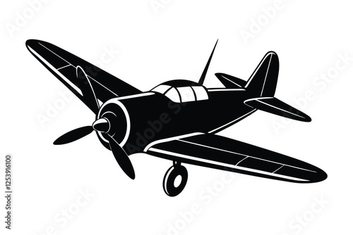 Silhouette of a propeller plane vector art illustration3.eps