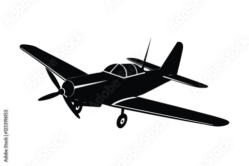 Silhouette of a propeller plane vector art illustration4.eps