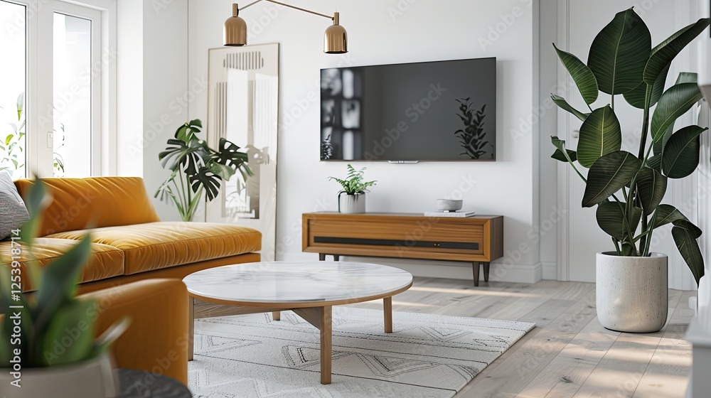 Fototapeta premium A modern Scandinavian living room