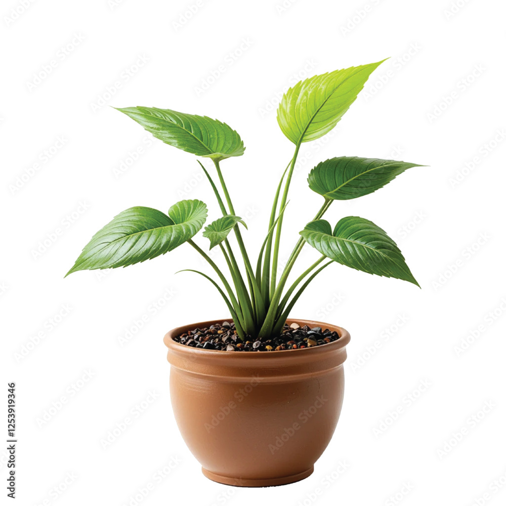 Obraz premium Decorative monstera tree planted white ceramic pot isolated on white background. 