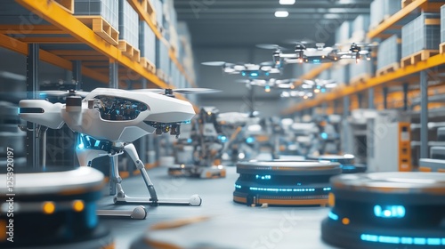 A collection of robots occupy a spacious room, ready for action