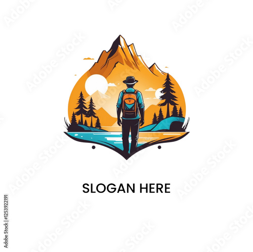 Modern hunting logo design on white background photo