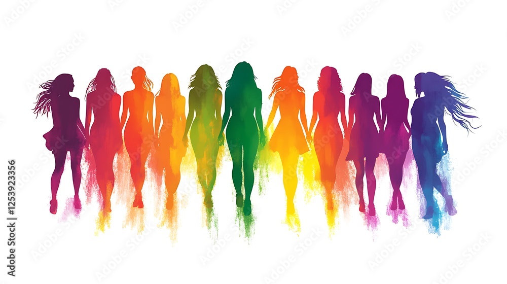 Obraz premium women silhouettes in rainbow colors for empowerment day