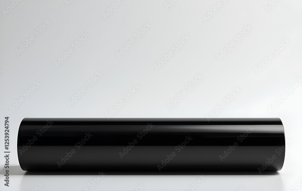 Glossy Black Cylinder shape on white background Glossy Black Cylinder shape on white background