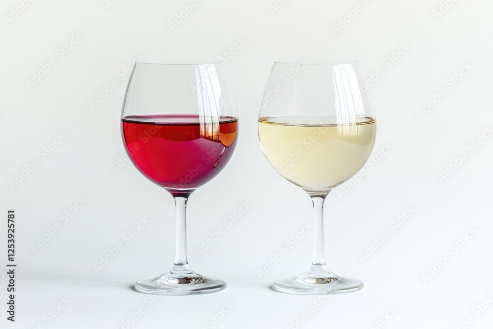 Two wine glasses sit adjacent on a surface, awaiting use or serving Two wine glasses sit adjacent on a surface, awaiting use or serving