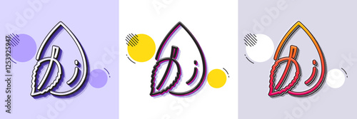 Mint water drop line icon. Halftone dotted pattern. Gradient icon with grain shadow. Clean aqua leaf sign. Liquid symbol. Line water drop icon. Various designs. Vector