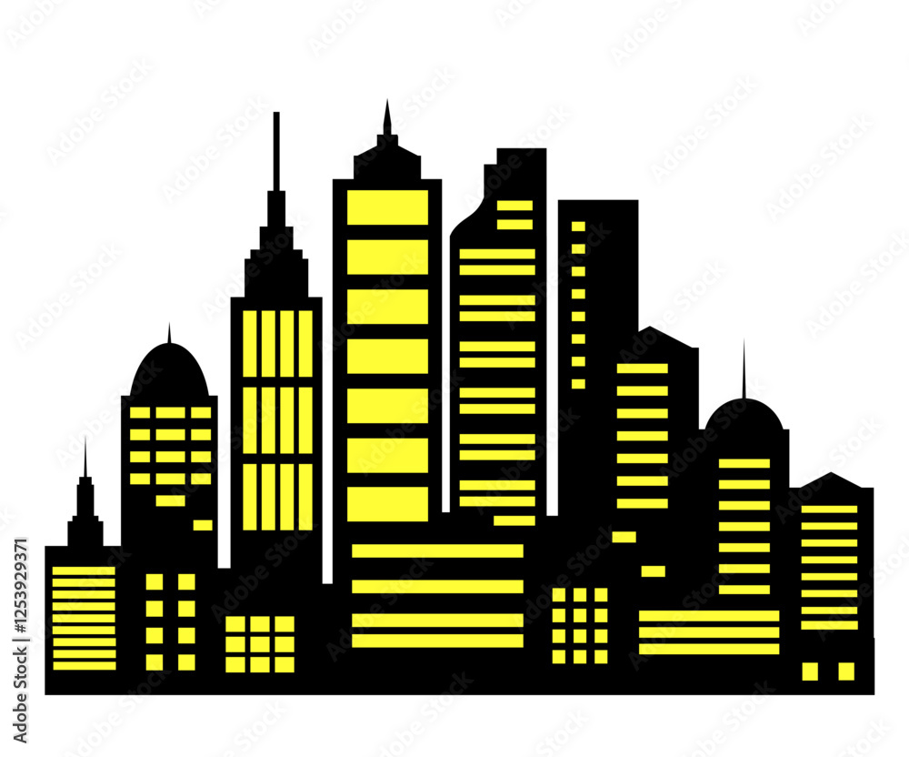 Fototapeta premium Modern urban skyline silhouette illustration