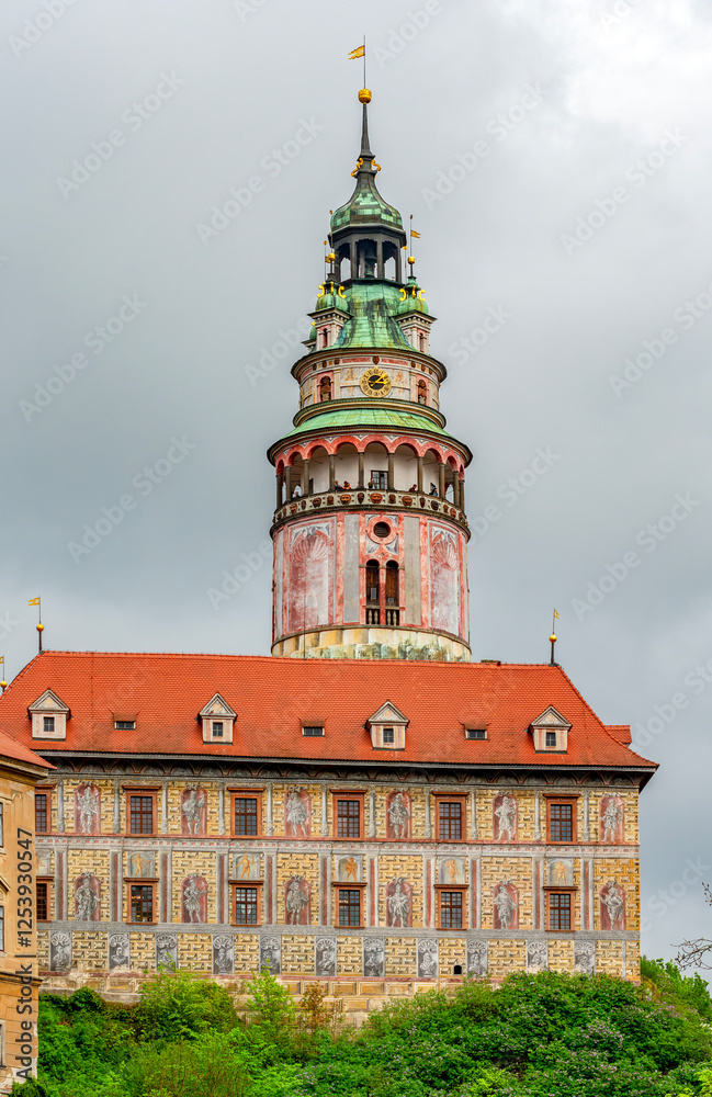 Fototapeta premium Tower of Cesky Krumlov castle in Bohemia, Czech Republic