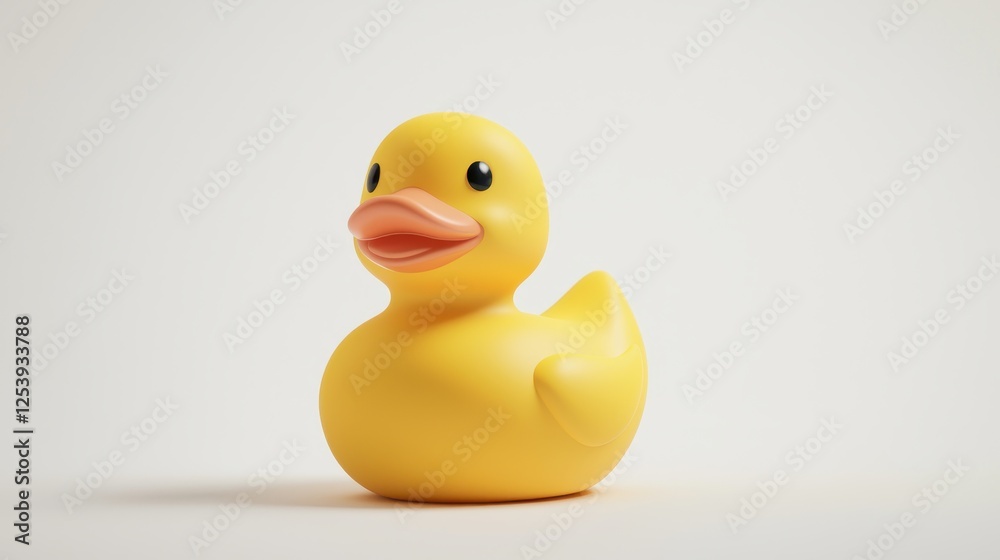 A cheerful yellow rubber duck facing right, showcasing a playful design against a simple light background. A cheerful yellow rubber duck facing right, showcasing a playful design against a simple light background.