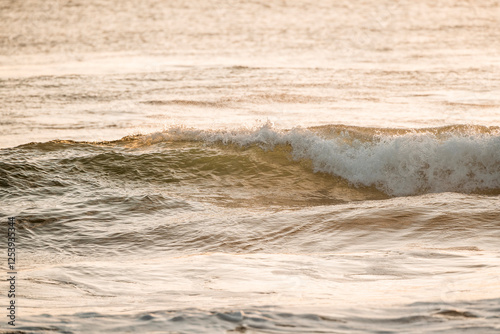 Fototapeta Naklejka Na Ścianę i Meble -  beautiful wave during sunset golden hour orange pretty ocean sea 