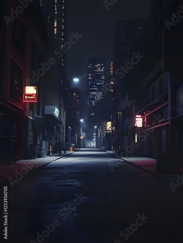 A dark, empty cyberpunk metropolis, its streets illuminated only by dying neon lights.