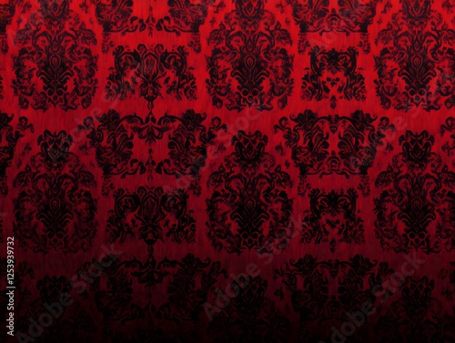 Damask Elegance: A rich tapestry of black damask pattern on a deep crimson background. The intricate design evokes a sense of timeless elegance and sophistication.