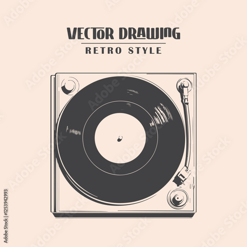 Retro Vinyl Record player Stock Vector Illustration