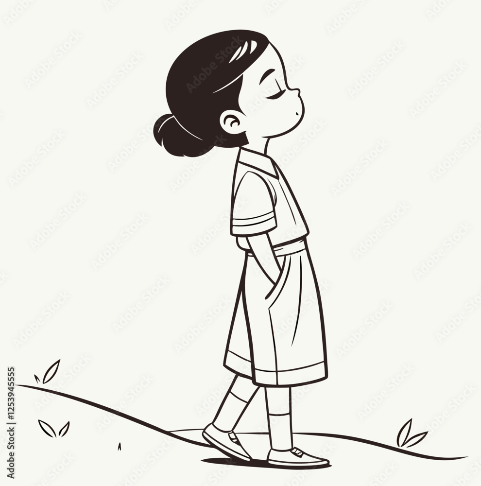 Illustration of a young dreamer reveals the secrets of a child's soul and her aspirations Illustration of a young dreamer reveals the secrets of a child's soul and her aspirations