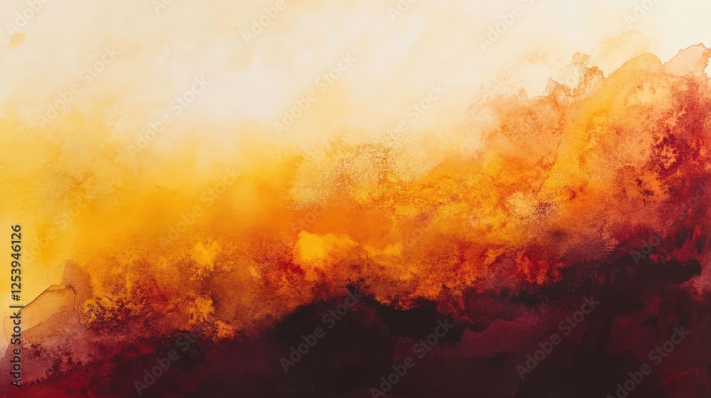 Fototapeta premium Abstract Watercolor Painting Warm Hues Transition