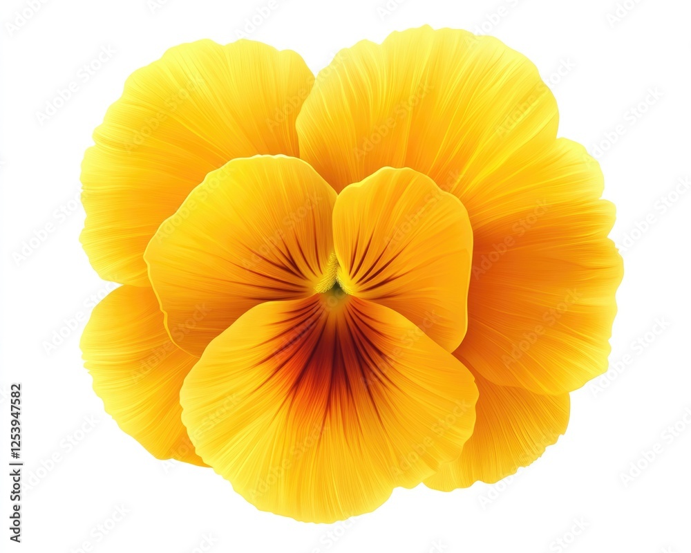 Vibrant Yellow Pansy: Isolated Bloom Element for Spring Flora Design Vibrant Yellow Pansy: Isolated Bloom Element for Spring Flora Design