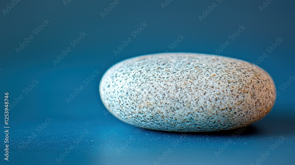 Smooth grey stone on blue background, zen Smooth grey stone on blue background, zen