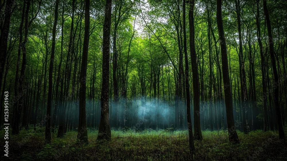 Mystical Forest Path With Glowing Mist Mystical Forest Path With Glowing Mist